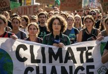 Journalism and activism Image of a journalist covering a climate change rally created with Gemini Imagen 3 AI by Media Helping Media