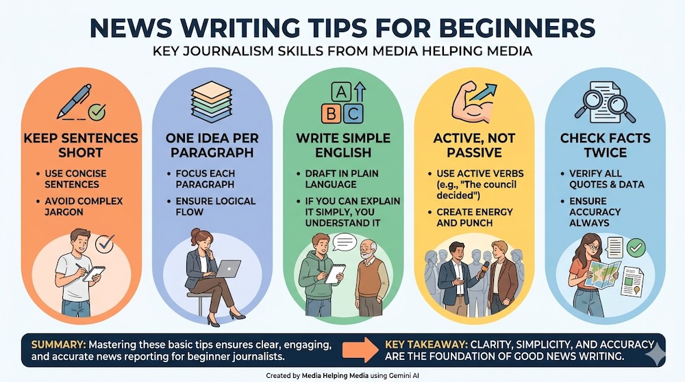 News writing infographic created by MHM using Gemini AI