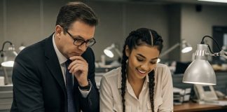sub-editor and reporter working on a story. Image created with Gemini AI