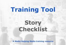 Tool: News story checklist Graphic for a Media Helping Media Training Tool