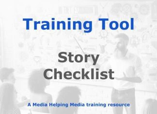 Tool: News story checklist Graphic for a Media Helping Media Training Tool