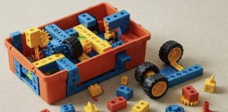 Graphic of a construction kit and instructions created using Google Gemini AI