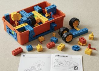 How to create a structured news report Graphic of a construction kit and instructions created using Google Gemini AI