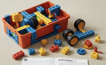 How to create a structured news report Graphic of a construction kit and instructions created using Google Gemini AI