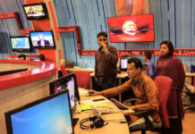 Constructing a TV news package TV newsroom in Bangladesh - image by Media Helping Media