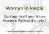 Female representation in news leadership and coverage Women in Media - a MHM training article graphic