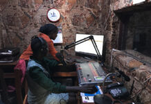 Making documentaries for radio Journalists Bakhita Aluel (seated) and Vivian Nandege at Radio Easter in Yei in South Sudan - image by Jaldeep Katwala