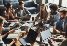 Hey AI, what’s on the news agenda today? An image of a news meeting created using Microsoft's AI Image Designer