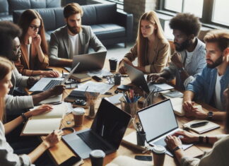 Hey AI, what are the top stories of the day? An image of a news meeting created using Microsoft's AI Image Designer