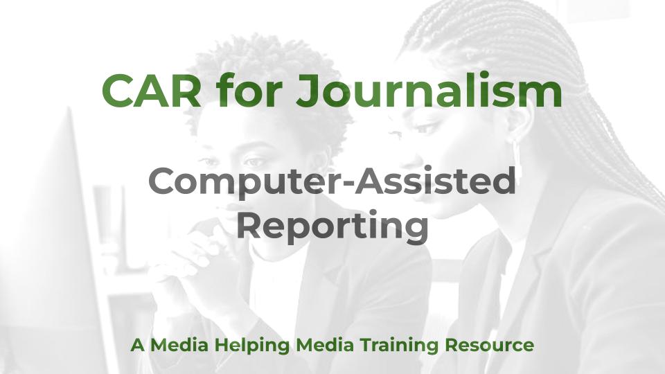 Computer Assisted Reporting - a MHM training resource graphic