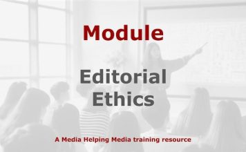Module: Editorial ethics for journalists Graphic for a Media Helping Media course module
