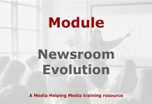 Module: Managing newsroom evolution Graphic for a Media Helping Media course module