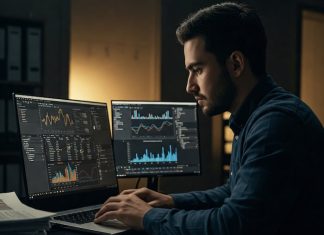 What is data journalism? Image of a journalist analysing data created with Gemini Imagen 3 AI by Media Helping Media