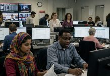 Diversity in journalism Image of a diverged newsroom created with Gemini Imagen 3 AI by Media Helping Media