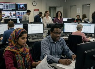 Diversity in journalism Image of a diverged newsroom created with Gemini Imagen 3 AI by Media Helping Media