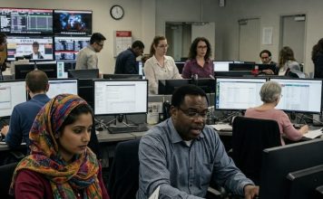 Diversity in journalism Image of a diverged newsroom created with Gemini Imagen 3 AI by Media Helping Media