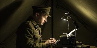 Militaristic words used in journalism Journalist writing at a typewriter in army fatigues. Image created with Gemini AI