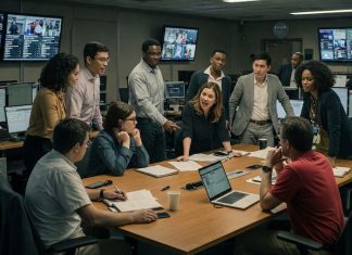 Creating a vibrant newsroom culture Image of newsroom meeting created with Gemini Imagen 3 AI by Media Helping Media