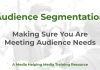 Audience research and segmentation Audience Segmentation - a MHM training article graphic with an image of a researcher surveying people in the street.
