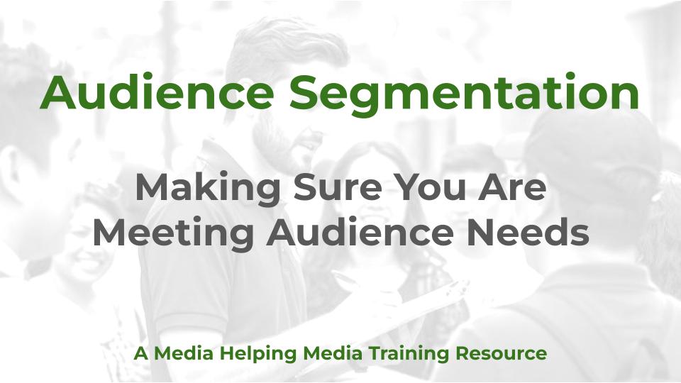 Audience Segmentation - a MHM training article graphic with an image of a researcher surveying people in the street.