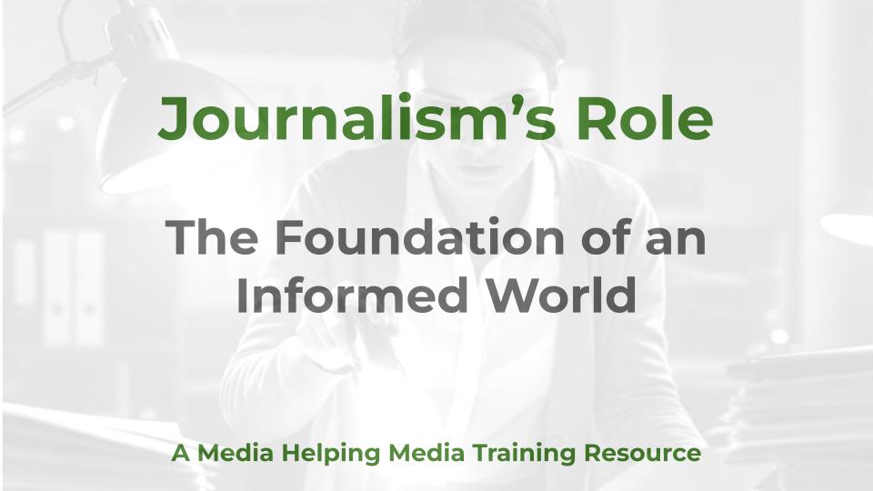 Journalism Role - a MHM training resource graphic
