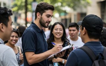 Audience research and segmentation Image of a researcher carrying out an audience survey - created using Imagen 3 by David Brewer of MHM
