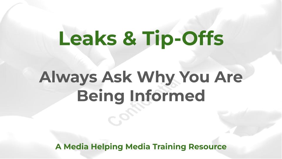 Leaks and Tip-Offs - a MHM training article graphic