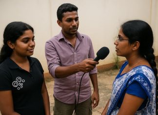 Interviewing without questions Interview training for radio journalism students in Jaffna, Sri Lanka, image by David Brewer of Media Helping Media