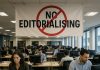Editorialising is not for news Image of a newsroom - created using Perplexity AI by David Brewer of MHM