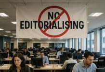 Editorialising is not for news Image of a newsroom - created using Perplexity AI by David Brewer of MHM