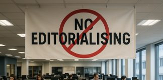 Editorialising is not for news Image of a newsroom - created using Perplexity AI by David Brewer of MHM