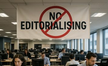 Editorialising is not for news Image of a newsroom - created using Perplexity AI by David Brewer of MHM