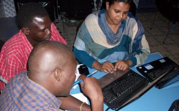 Community radio project plan Sudanese journalist working on a project plan - image by David Brewer of MHM