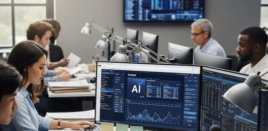 Image to illustrate AI in the newsroom - created using Imagen 3 by David Brewer of MHM