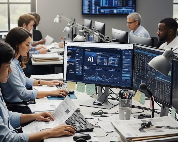 Image to illustrate AI in the newsroom - created using Imagen 3 by David Brewer of MHM