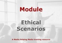 Module: Ethical scenarios when covering news Graphic for a Media Helping Media course module