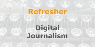 Refresher: Digital newsgathering and production Graphic for a one-day refresher course on Media Helping Media