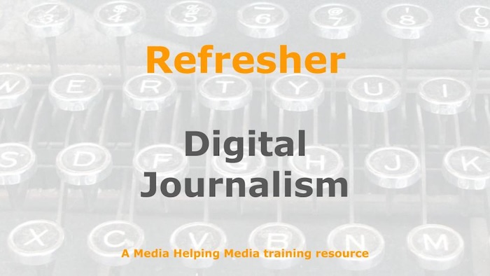 Graphic for a one-day refresher course on Media Helping Media