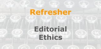 Refresher: The importance of editorial ethics for journalists Graphic for a one-day refresher course on Media Helping Media