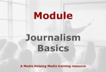 Module: Journalism Basics Graphic for a Media Helping Media course module