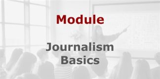 Module: Journalism Basics Graphic for a Media Helping Media course module