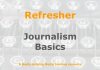 Refresher: The basics of good journalism Graphic for a one-day refresher course on Media Helping Media