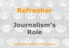Refresher: The role of journalism in society Graphic for a one-day refresher course on Media Helping Media