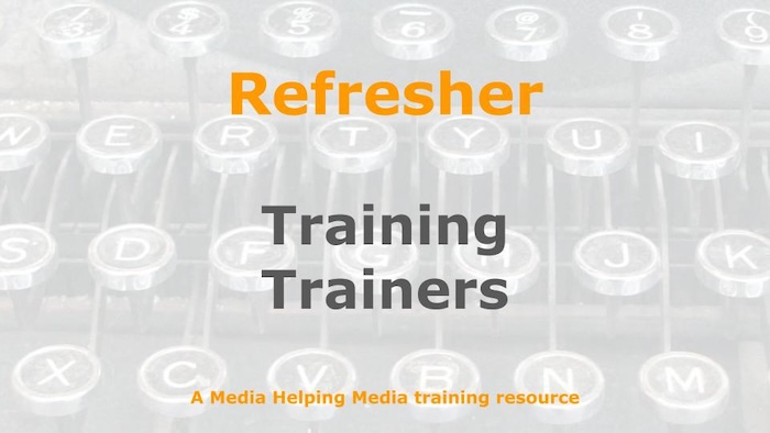 Graphic for a one-day refresher course on Media Helping Media