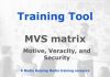 Tool: Motive, veracity, and security (MVS) matrix Graphic for a Media Helping Media Training Tool