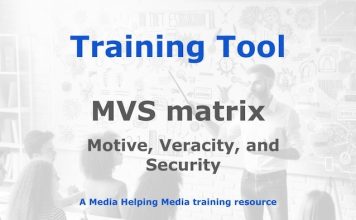 Tool: Motive, veracity, and security (MVS) matrix Graphic for a Media Helping Media Training Tool