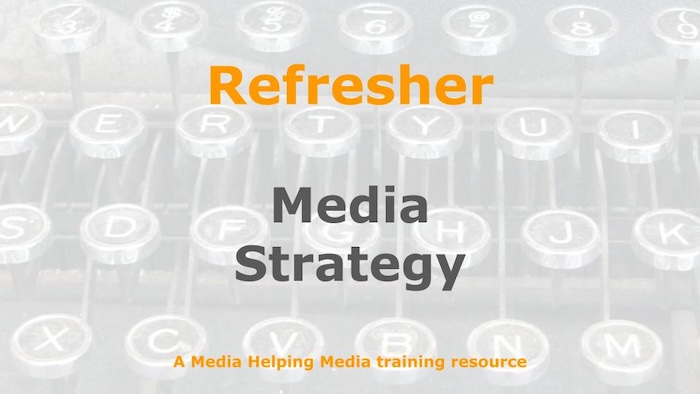 Graphic for a one-day refresher course on Media Helping Media
