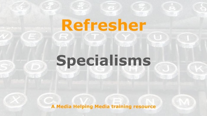 Graphic for a one-day refresher course on Media Helping Media