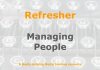 Refresher: Managing people Graphic for a one-day refresher course on Media Helping Media