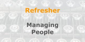 Refresher: Managing people Graphic for a one-day refresher course on Media Helping Media
